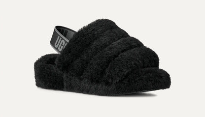 UGG Women's Fluff Yeah Slide in Black / Dark Shadow