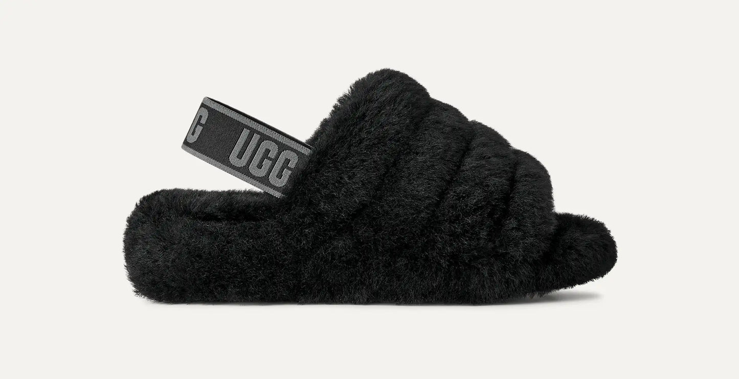 UGG Women's Fluff Yeah Slide in Black / Dark Shadow