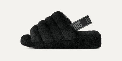 UGG Women's Fluff Yeah Slide in Black / Dark Shadow
