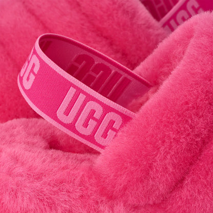 UGG Women's Fluff Yeah Slide in Deep Coral / Sachet Pink