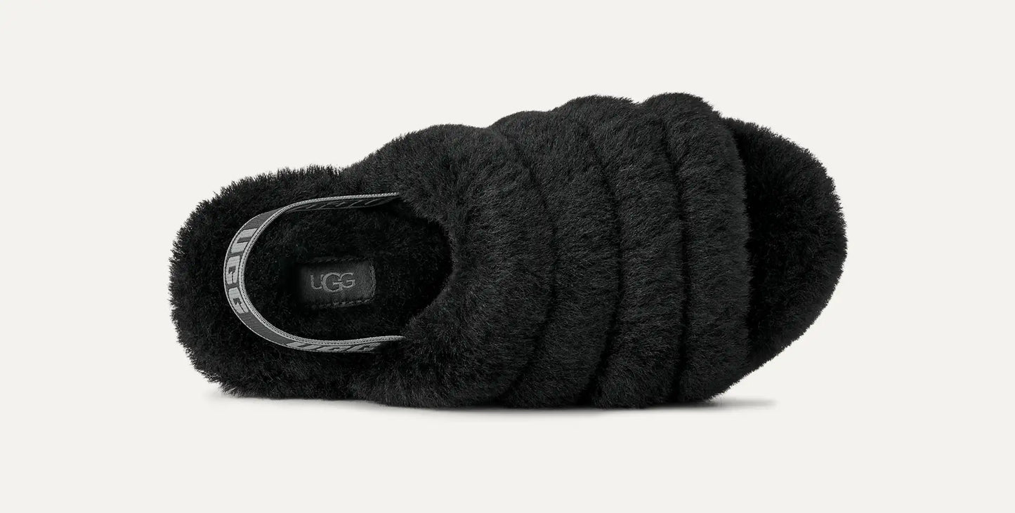 UGG Women's Fluff Yeah Slide in Black / Dark Shadow