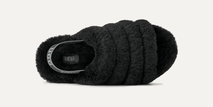 UGG Women's Fluff Yeah Slide in Black / Dark Shadow