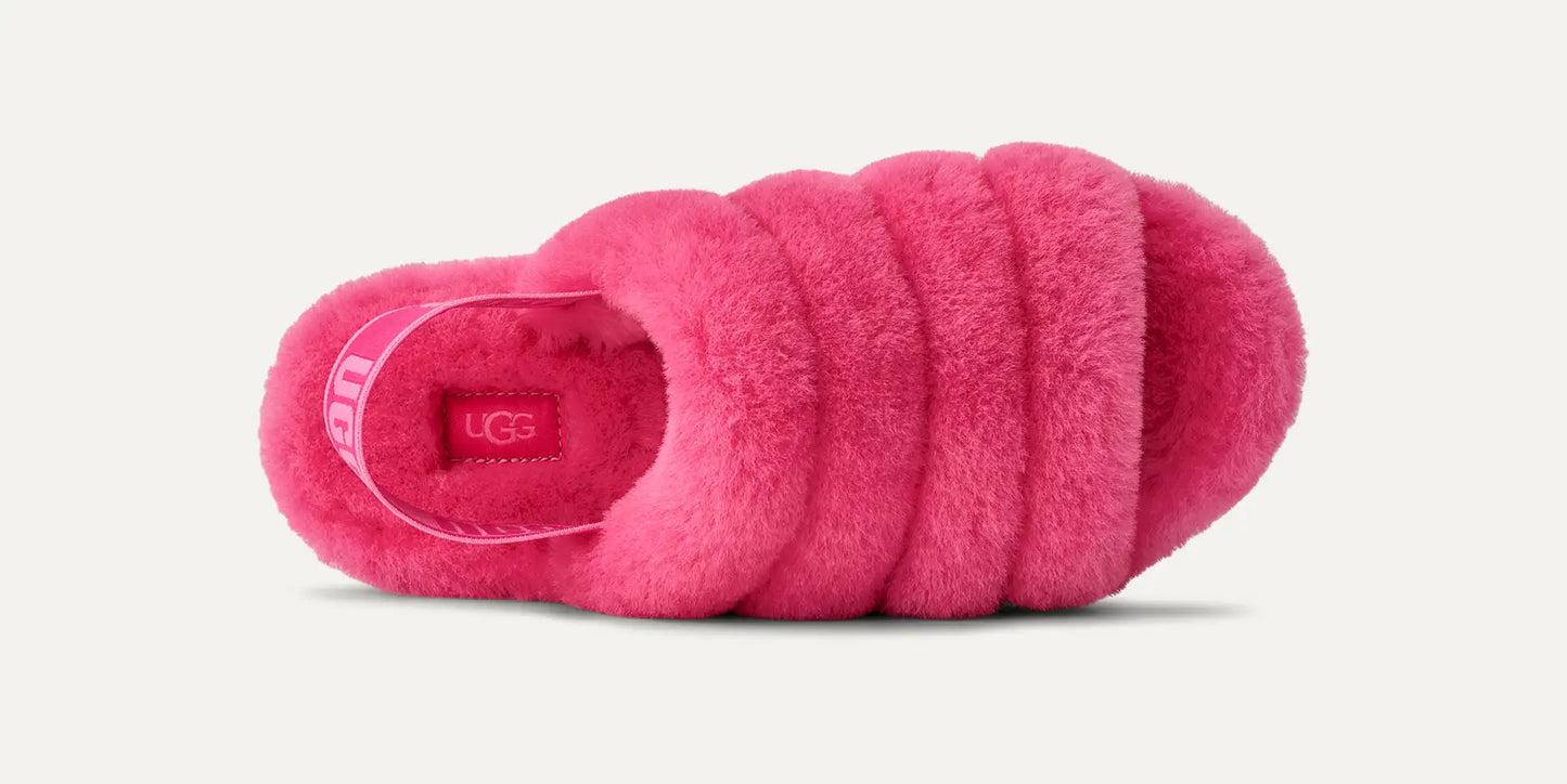 UGG Women's Fluff Yeah Slide in Deep Coral / Sachet Pink